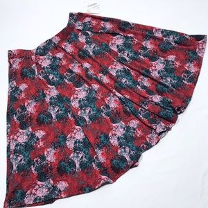 LuLaRoe Madison Skirt with Pockets Red & Teal XL